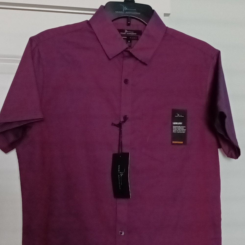 Marc Anthony burgundy slim fit luxury dress shirt